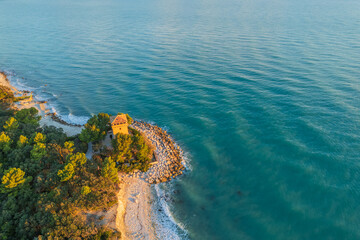 Aerial view of Italian coast in Portonovo