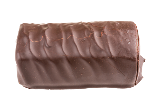 Broken Cottage cheese rod with chocolate isolated on white