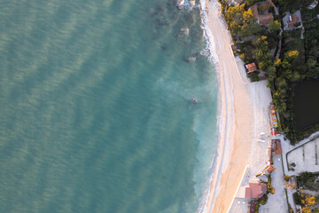 Aerial view of Italian coast in Portonovo
