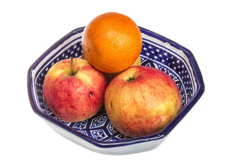  apple on a plate isolated on white background