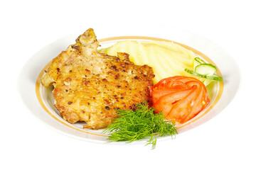 A mouth watering tenderloin steak with fresh vegetables