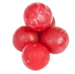 Shiny purple plum isolated against white background