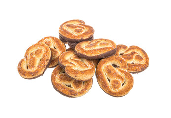 Heap of delicious  cookies isolated on white background