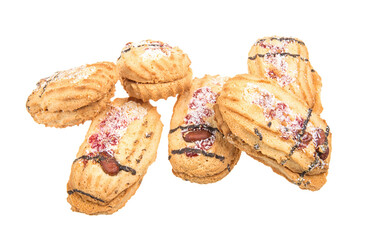 Heap of delicious  cookies isolated on white background