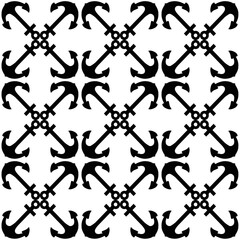 Anchor nautical seamless monochrome pattern design