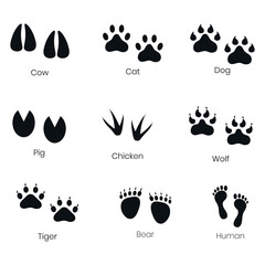 Animals paw silhouette. Vector illustration 