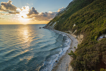 Aerial view of Italian coast in Portonovo