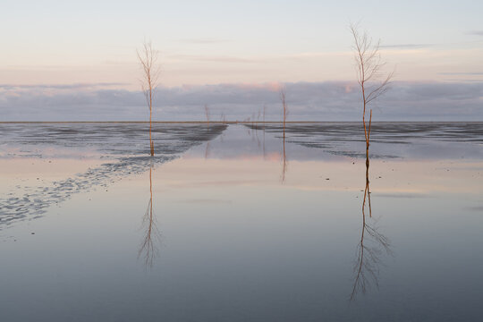 Footpath to Island Mand&oslash; under Water, Denmark