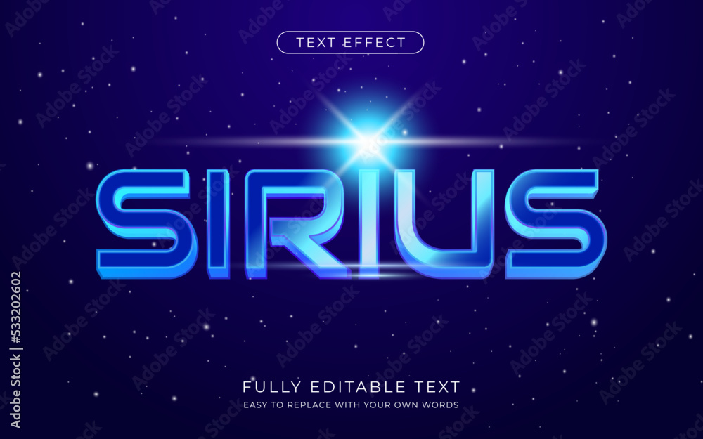 Poster shiny blue text effect editable font style