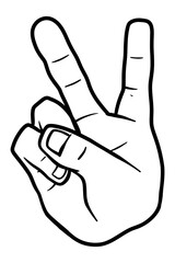 Hand gesture V sign for victory or peace - Out line