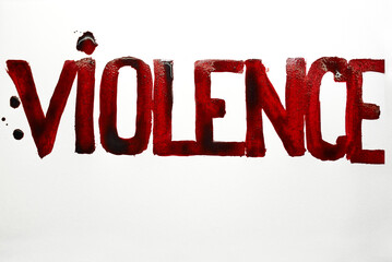 Wold Violence written by blood. War, abuse, destruction concept - obrazy, fototapety, plakaty