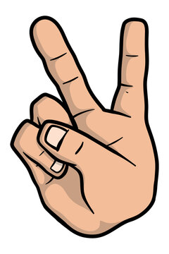 Hand gesture V sign for victory or peace