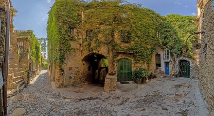 Picture from the abandoned historic ruined village of Bussana in Italy during the day