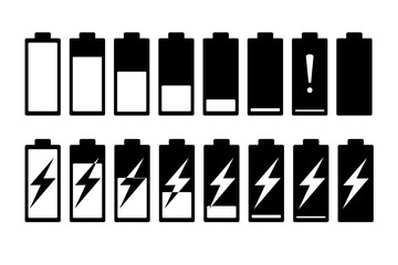 Battery icons set. Battery charging charge indicator icon. level battery energy. Alkaline battery capacity charge icon. Flat style - stock vector
