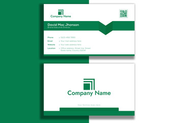 Horizontal green dark white abstract business card template design