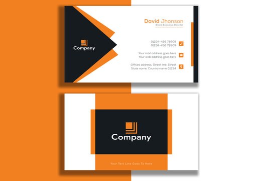 Horizontal dark blue indigo hard yellow white abstract business card template design