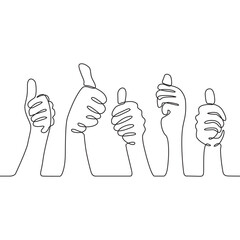 continuous line drawing five thumbs up illustration art