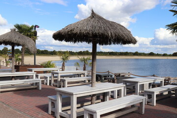 Blick auf den Speichersee in Geeste. Speicherbecken Geeste.