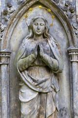 Historic Statue on the mystery old Prague Cemetery, Czech Republic