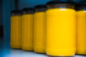 Jars full of organic honey