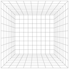square room grid blank background, 3d perspective view graphic