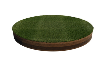 3d rendering image of grass field island on transparent background