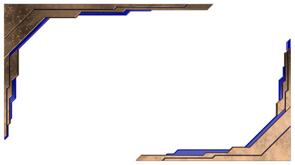 A 3d rendering image of metalic and crystal frame