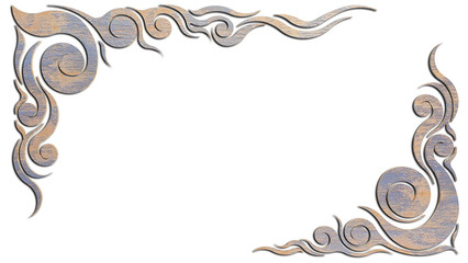 A 3d rendering image of Thai pattern frame on a white background