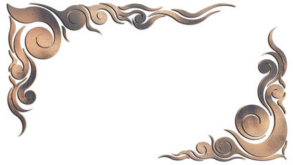 A 3d rendering image of bronze Thai pattern frame on a white background