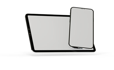 Fototapeta na wymiar Realistic horizontal black tablet pc pad computer mockups