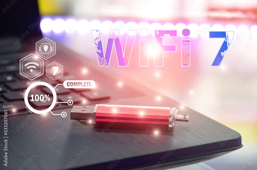 Poster concept wi-fi 7 next generation networking communication,high speed communication