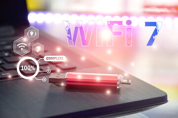 Fototapeta premium Concept Wi-Fi 7 Next Generation Networking Communication,high speed communication