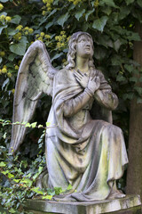 Fototapeta premium Historic Statue on the mystery old Prague Cemetery, Czech Republic