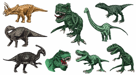 Vector set of color dinosaurs isolated on white background, dino collection © Vita