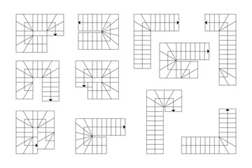 Detailed architectural plan of stairs, construction industry vector