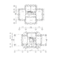 Detailed architectural private house floor plan, apartment layout, blueprint. Vector illustration