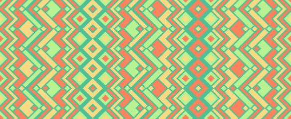 Asymmetric rhombus traditional motifs vector geometric pattern.
