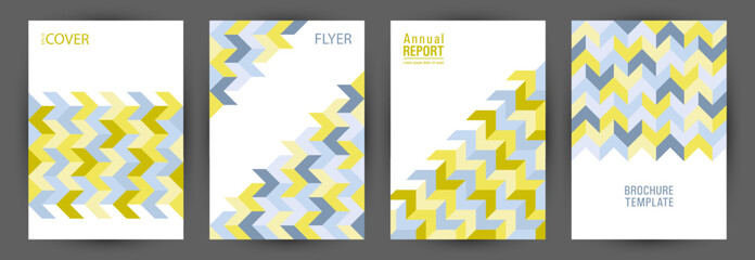 Business brochure front page mokup set geometric design. Swiss style modern poster layout set