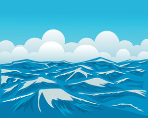 illustration of the sea in details with clouds