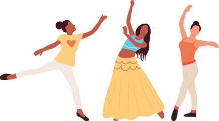 dancing women, girls, flat style isolated