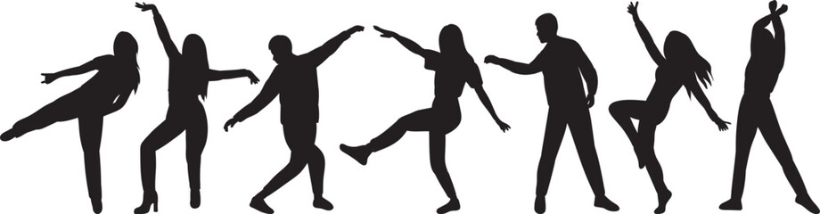 Fototapeta na wymiar dancing people silhouette on white background isolated vector