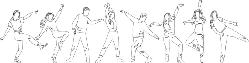 dancing people sketch ,outline isolated vector