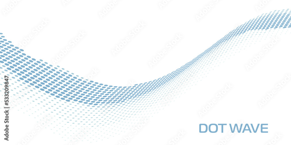 Poster Blue dot wave. Simple vector graphics