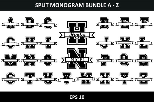 Varsity Monogram SVG Alphabet | Split Sports Monogram SVG