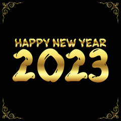 2023 gold on black background for happy new year preparation merry christmas and start a new year.