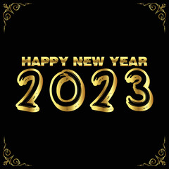 2023 gold on black background for happy new year preparation merry christmas and start a new year.