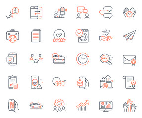 Technology icons set. Included icon as Car, Pin marker and Demand curve web elements. Verified mail, Stars, Time change icons. Teamwork, Rating stars, Washing machine web signs. Vector