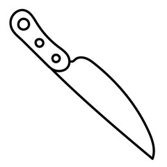 Knife. Kitchenware sketch. Doodle line kitchen utensil and tool. Cutlery