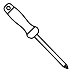 Cross head screwdriver sketch. Construction tool. Color instrument illustration