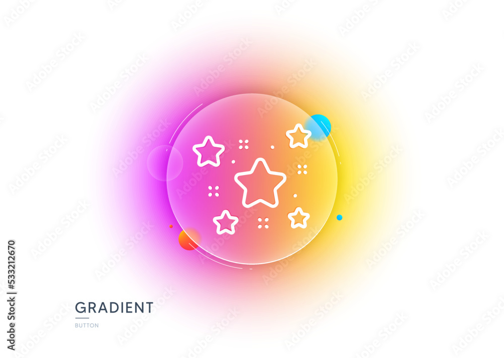 Poster stars line icon. gradient blur button with glassmorphism. best ranking sign. firework symbol. transp